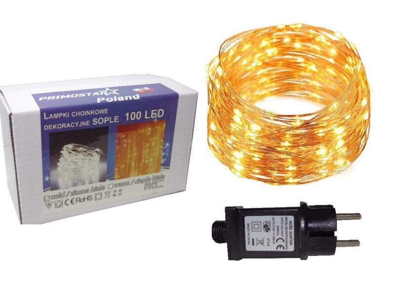 LAMPKI SOPLE LED NA DRUCIKU 100 LED CIEPŁE BIAŁE