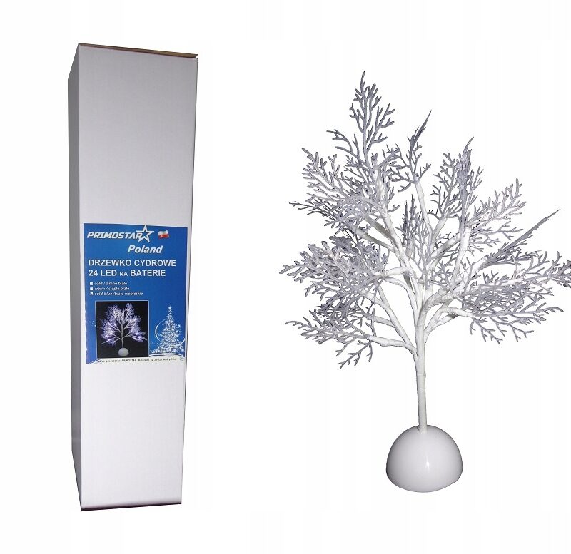 DRZEWKO 24 LED CYDROWE NA BATERIE ZIMNA BIEL