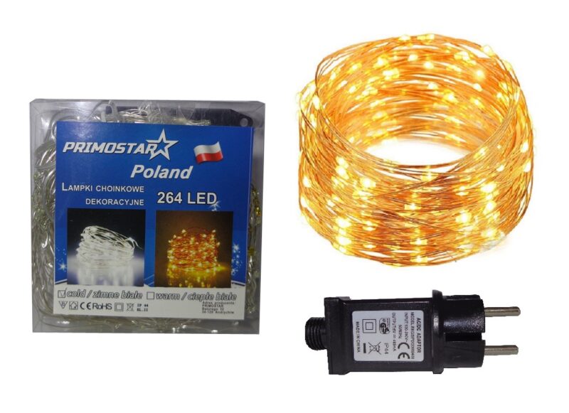 LAMPKI MIKRO LED NA DRUCIK 264 LED WŁOSY ANIELSKIE CIEPŁE