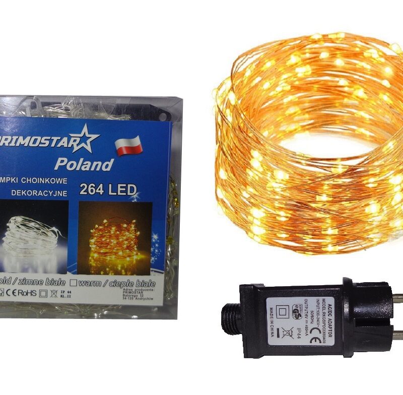 LAMPKI MIKRO LED NA DRUCIK 264 LED WŁOSY ANIELSKIE CIEPŁE