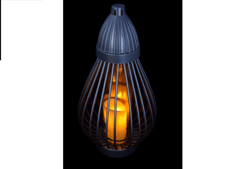 LAMPION OZDOBNY AŻUR KARAFKA ŚWIECA NA BATERIE SREBRNY