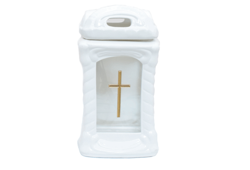 ZNICZ LAMPION KAPLICZKA CERAMICZNA BAZYLIKA KRZYŻ BIAŁA