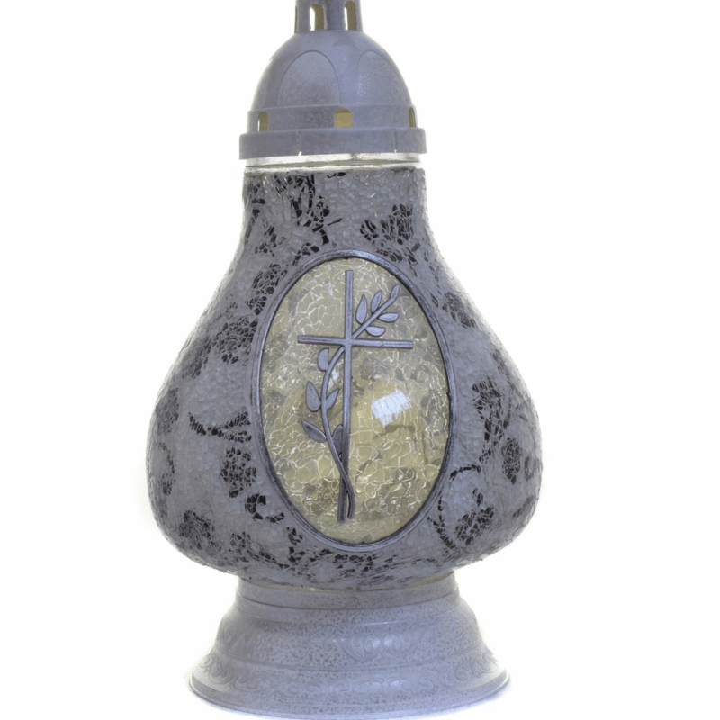 ZNICZ LAMPION KARAFKA ZDOBIONE MOZAIKA KRZYŻ BIAŁY