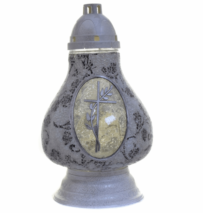 ZNICZ LAMPION KARAFKA ZDOBIONE MOZAIKA KRZYŻ BIAŁY