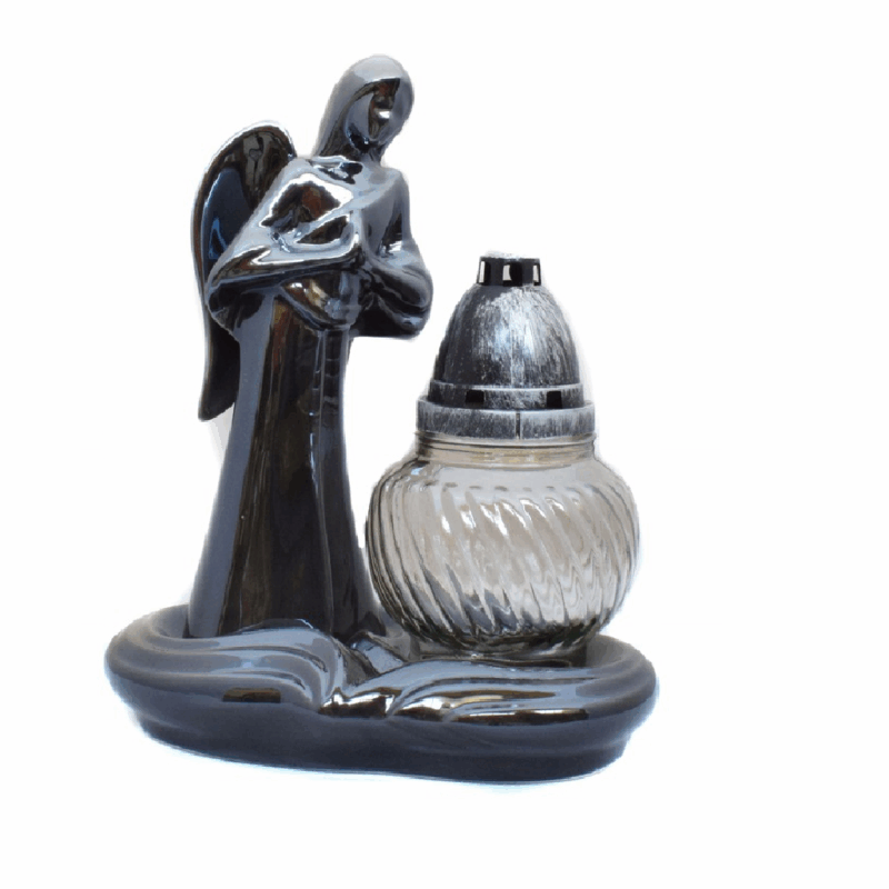 ZNICZ CERAMICZNY ANIOŁ FIGURKA SZKŁO