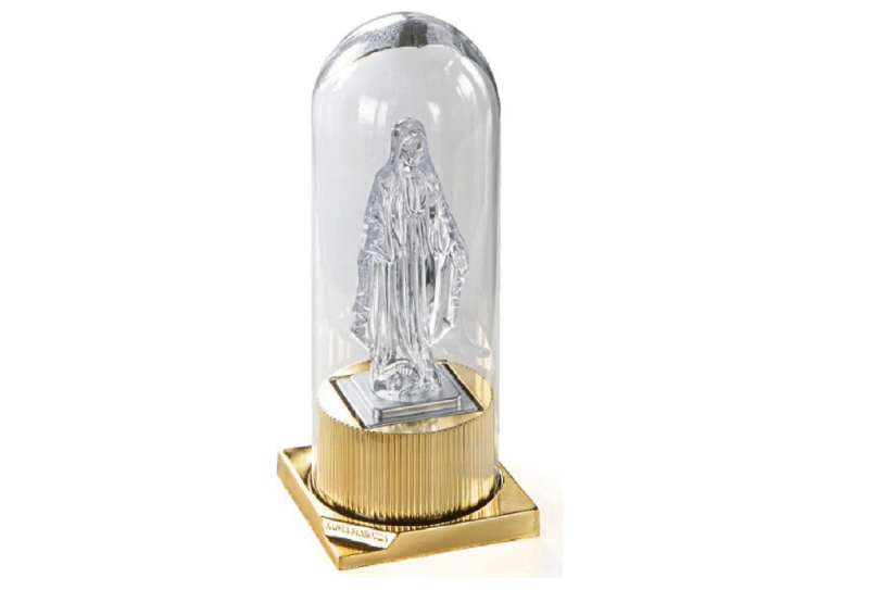ZNICZ LAMPION SZKŁO MARYJA SARAGOSSA SANTA MAROZZA ZŁOTY