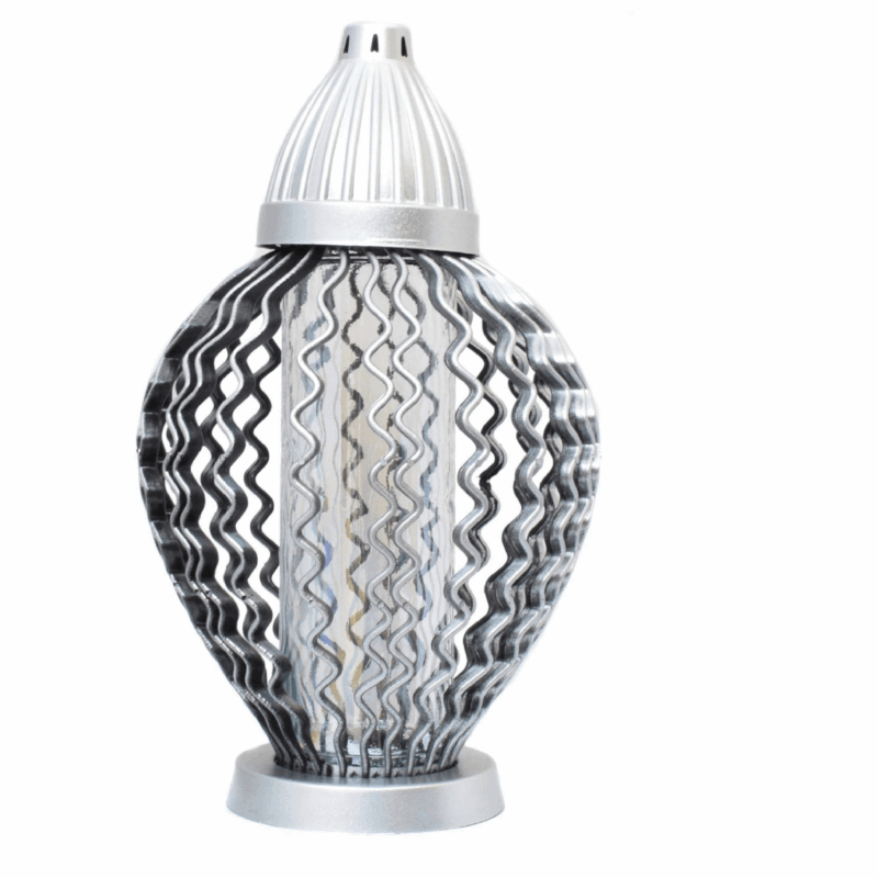 DUŻY OZDOBNY ZNICZ LAMPION KARAFKA AŻUR NOWY WZÓR SREBRNY