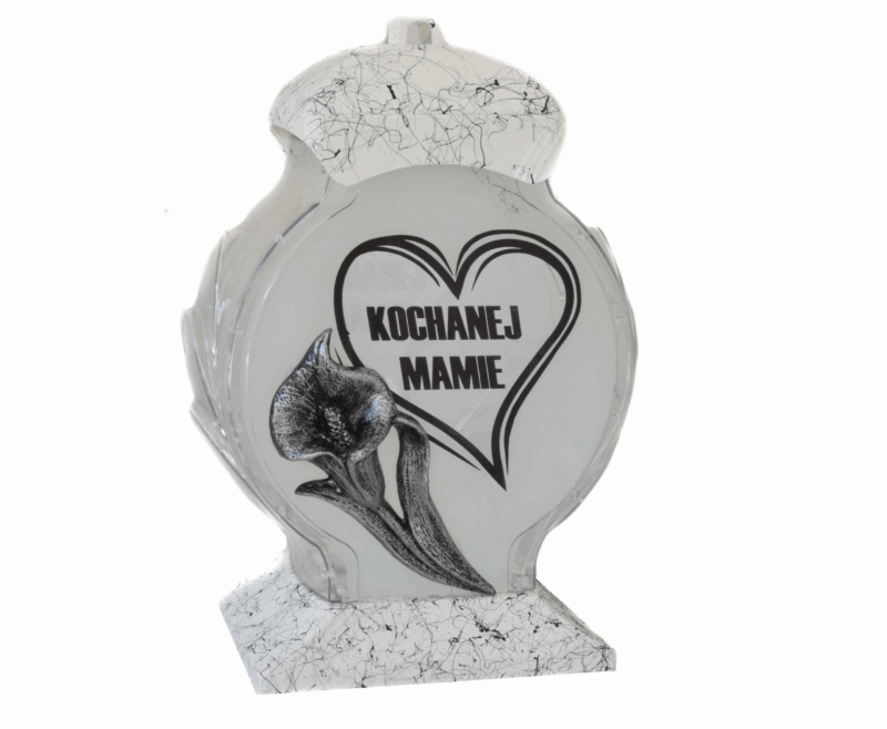 ZNICZ LAMPION OZDOBNY DEDYKACJA SZKŁO MARMUR KWIAT DLA MAMY