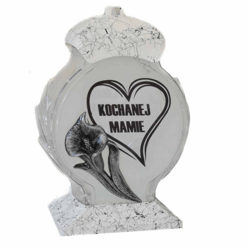 ZNICZ LAMPION OZDOBNY DEDYKACJA SZKŁO MARMUR KWIAT DLA MAMY