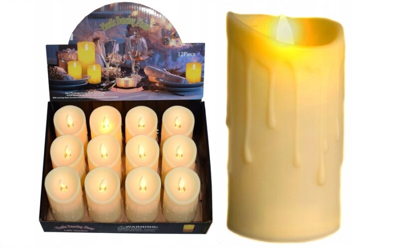 ŚWIECA LED RUCHOMY PŁOMIEŃ NA BATERIE 15cm 12sztuk