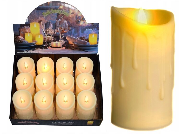 ŚWIECA LED RUCHOMY PŁOMIEŃ NA BATERIE 15cm 12sztuk