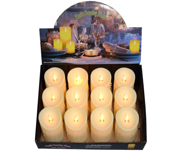 ŚWIECA LED RUCHOMY PŁOMIEŃ NA BATERIE 8cm 12sztuk