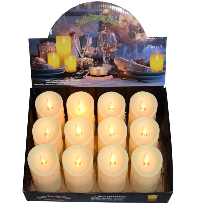 ŚWIECA LED RUCHOMY PŁOMIEŃ NA BATERIE 8cm 12sztuk
