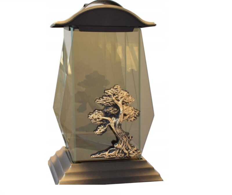 ZNICZ KAPLICZKA LAMPION SZKŁO ELEGANCKIE ZDOBIENIE Złoty