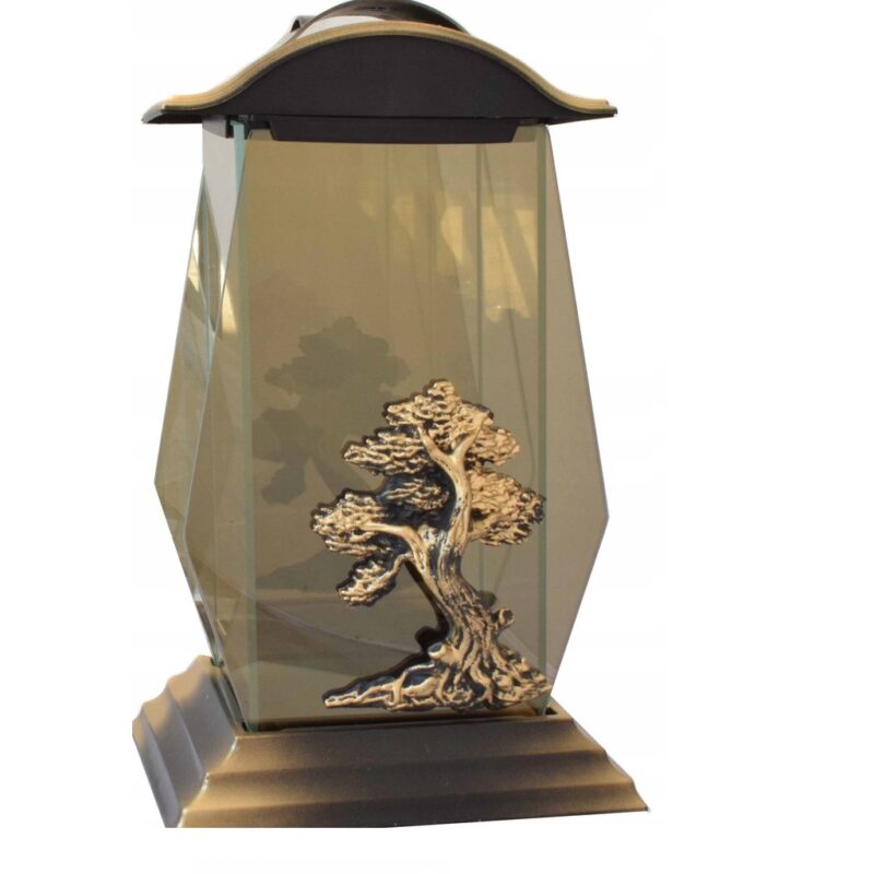 ZNICZ KAPLICZKA LAMPION SZKŁO ELEGANCKIE ZDOBIENIE Złoty