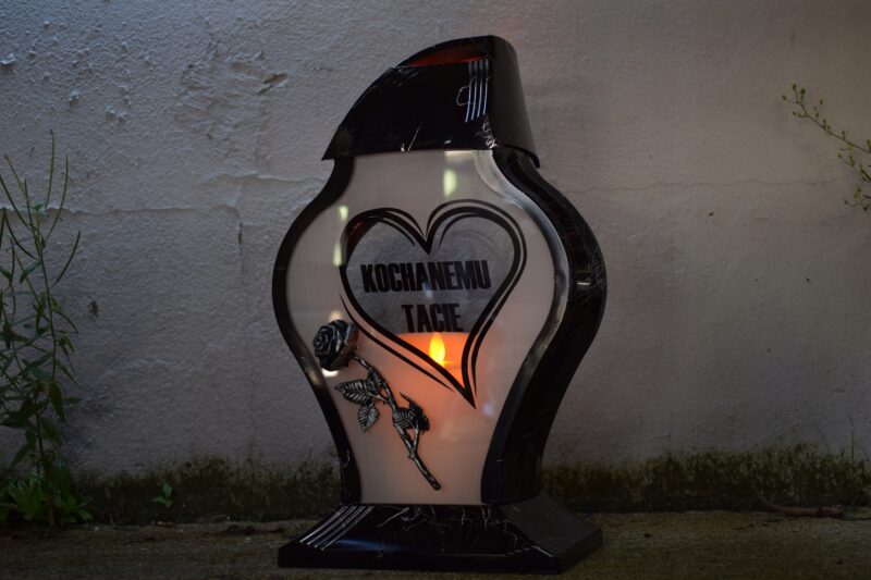 ZNICZ LAMPION OZDOBNY MARMUR FARAON DEDYKACJA "Kochanemu Tacie"