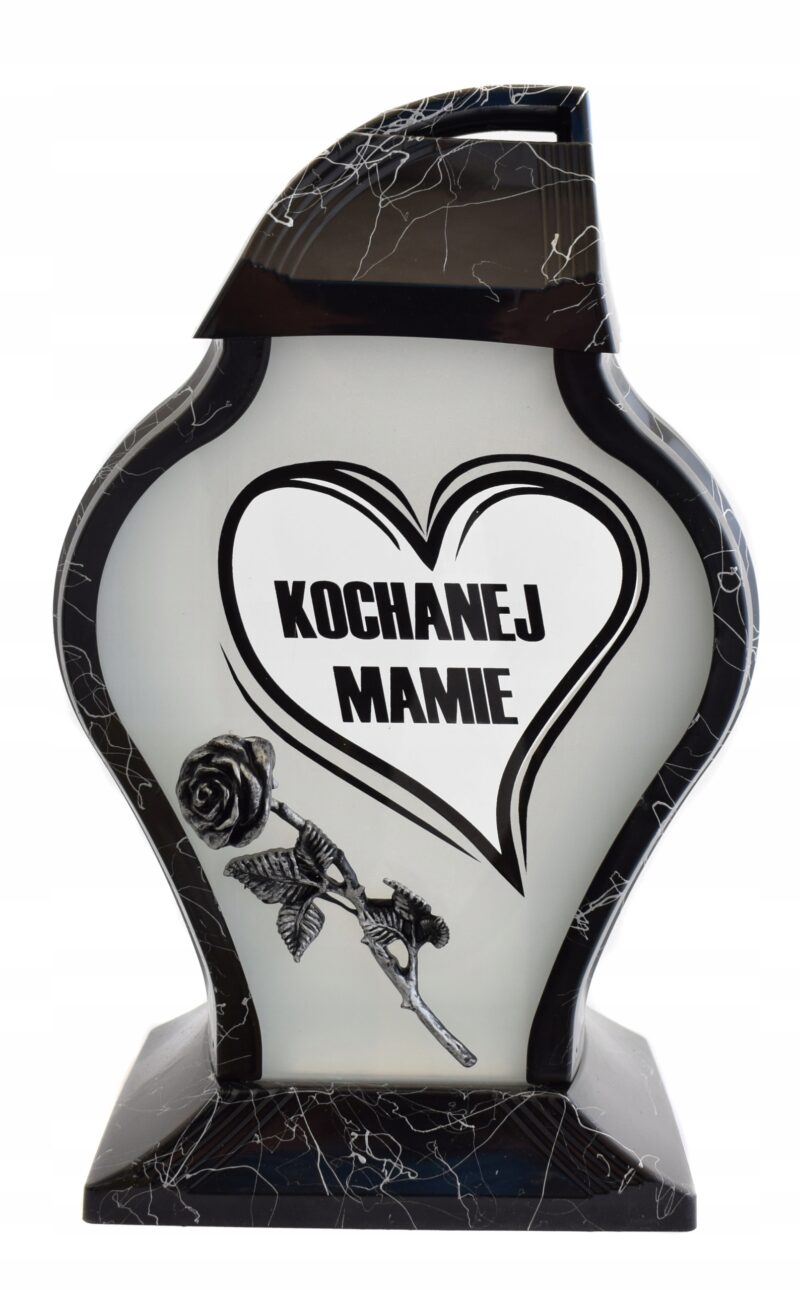 ZNICZ LAMPION OZDOBNY MARMUR FARAON DEDYKACJA "Kochanej Mamie"
