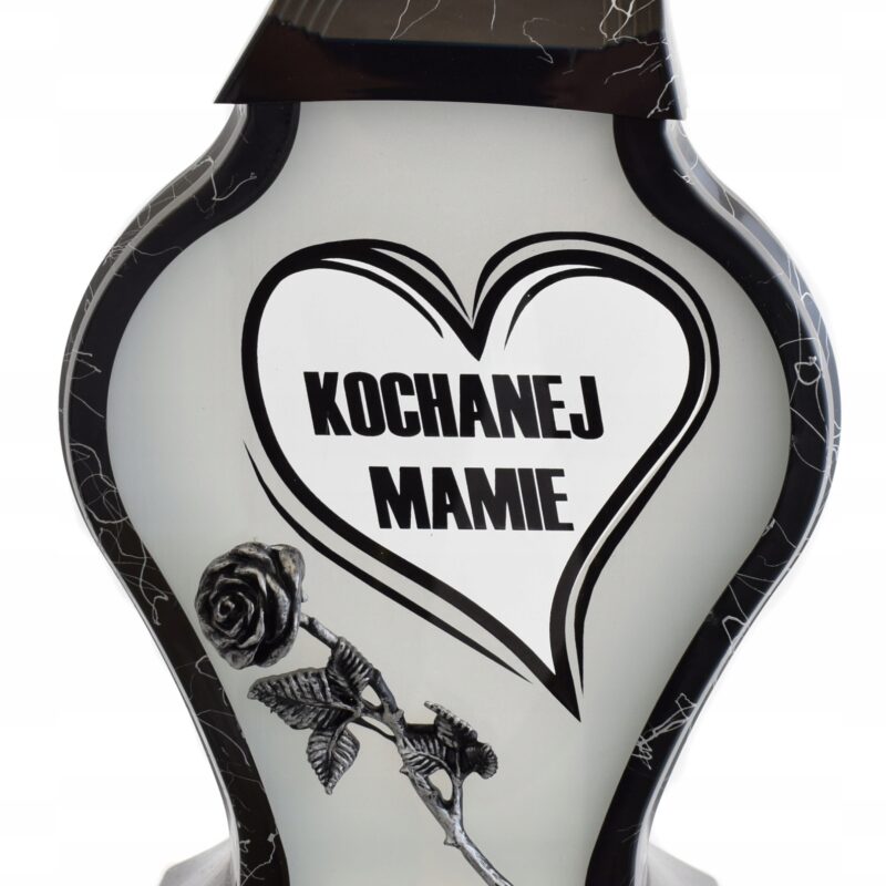 ZNICZ LAMPION OZDOBNY MARMUR FARAON DEDYKACJA "Kochanej Mamie"
