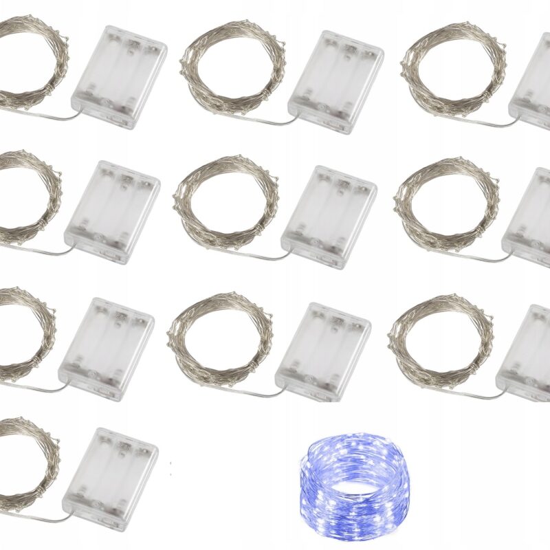10 X LAMPKI MICRO 50LED DRUCIK na baterie zimne