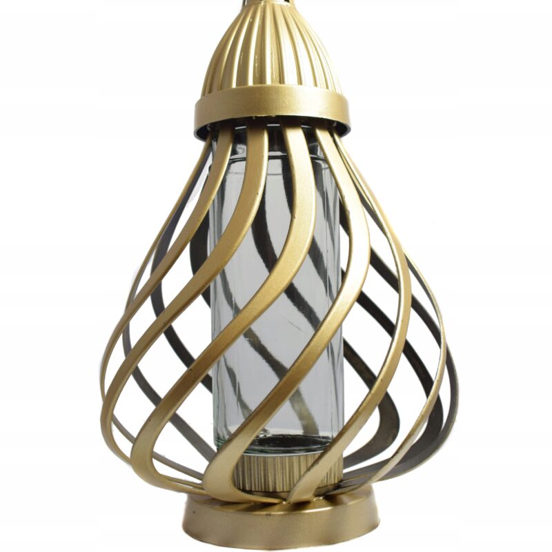 ZNICZ CAŁOROCZNY LAMPION AŻUR ZAKRĘCONY ZŁOTY