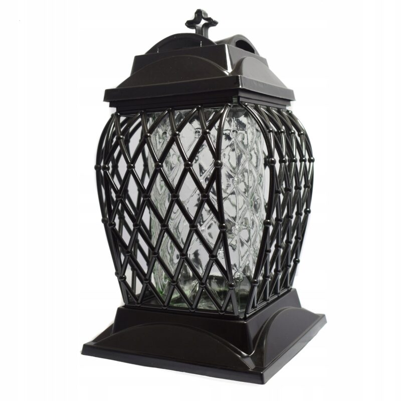 ZNICZ CAŁOROCZNY LAMPION SIATKA SZKŁO CZARNY