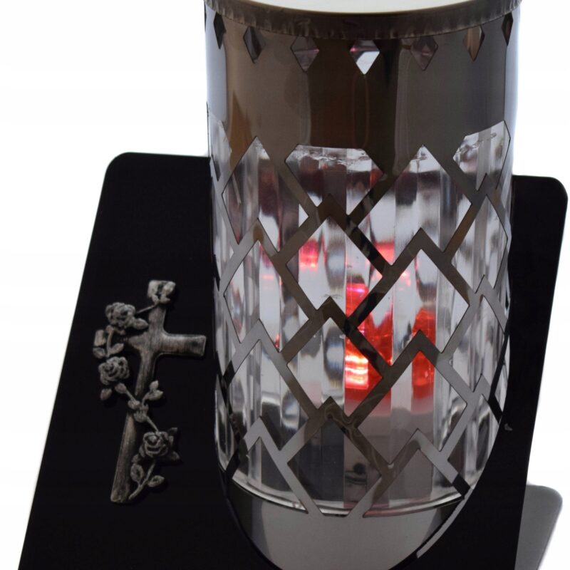 ZNICZ STAL NIERDZEWNA METALOWY LED KRZYŻ BIG