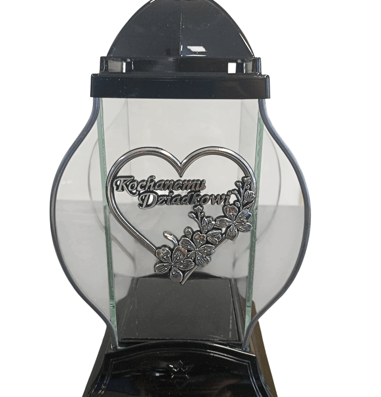 Znicz kapliczka Kochanemu Dziadkowi srebrna+ świeca led