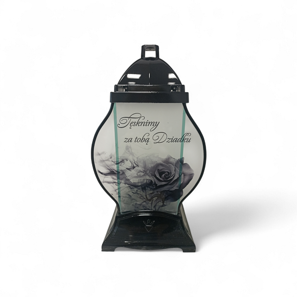 Znicz kapliczka "Tęsknimy za Tobą dziadku"+ świeca led