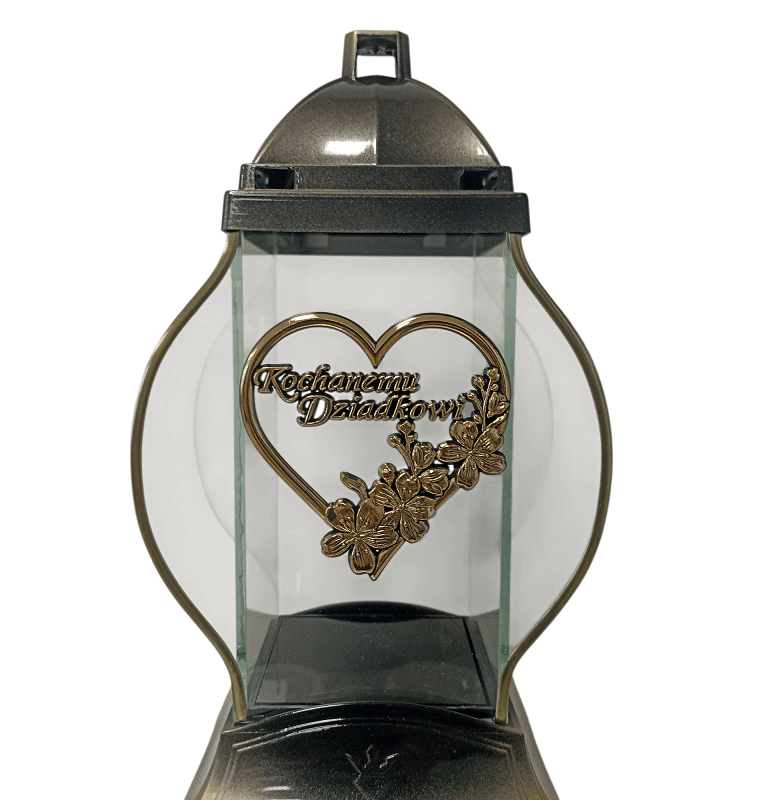 Znicz kapliczka Kochanemu Dziadkowi złota+ świeca led