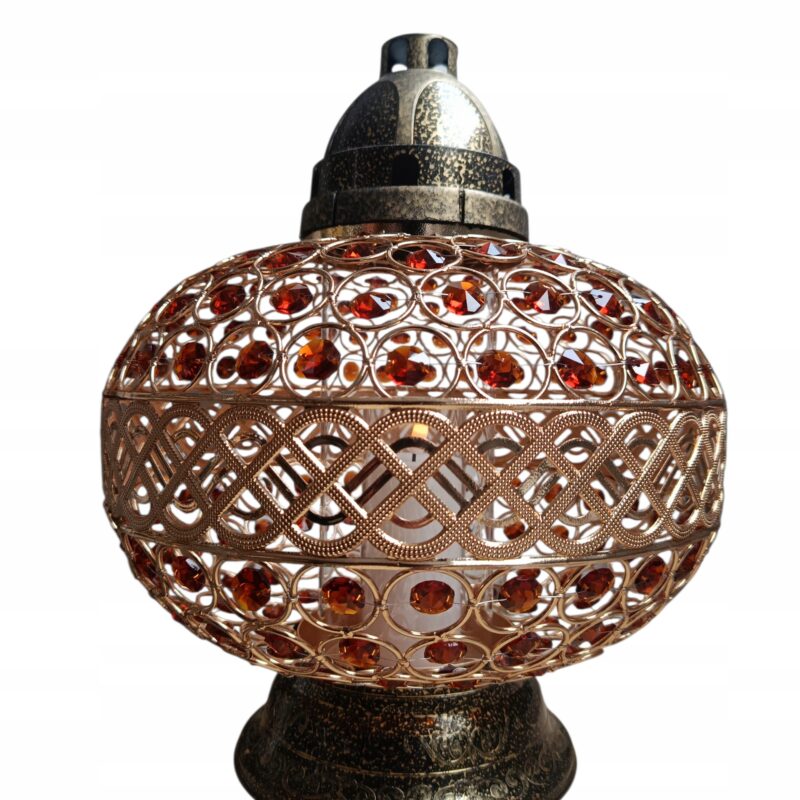 DUŻY ZNICZ 36cm Premium Big Waza Złota brązowe Kryształki + świeca led