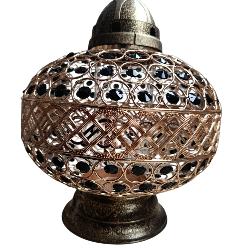 DUŻY ZNICZ 36cm Premium Big Waza Złota Czarne Kryształki + świeca led