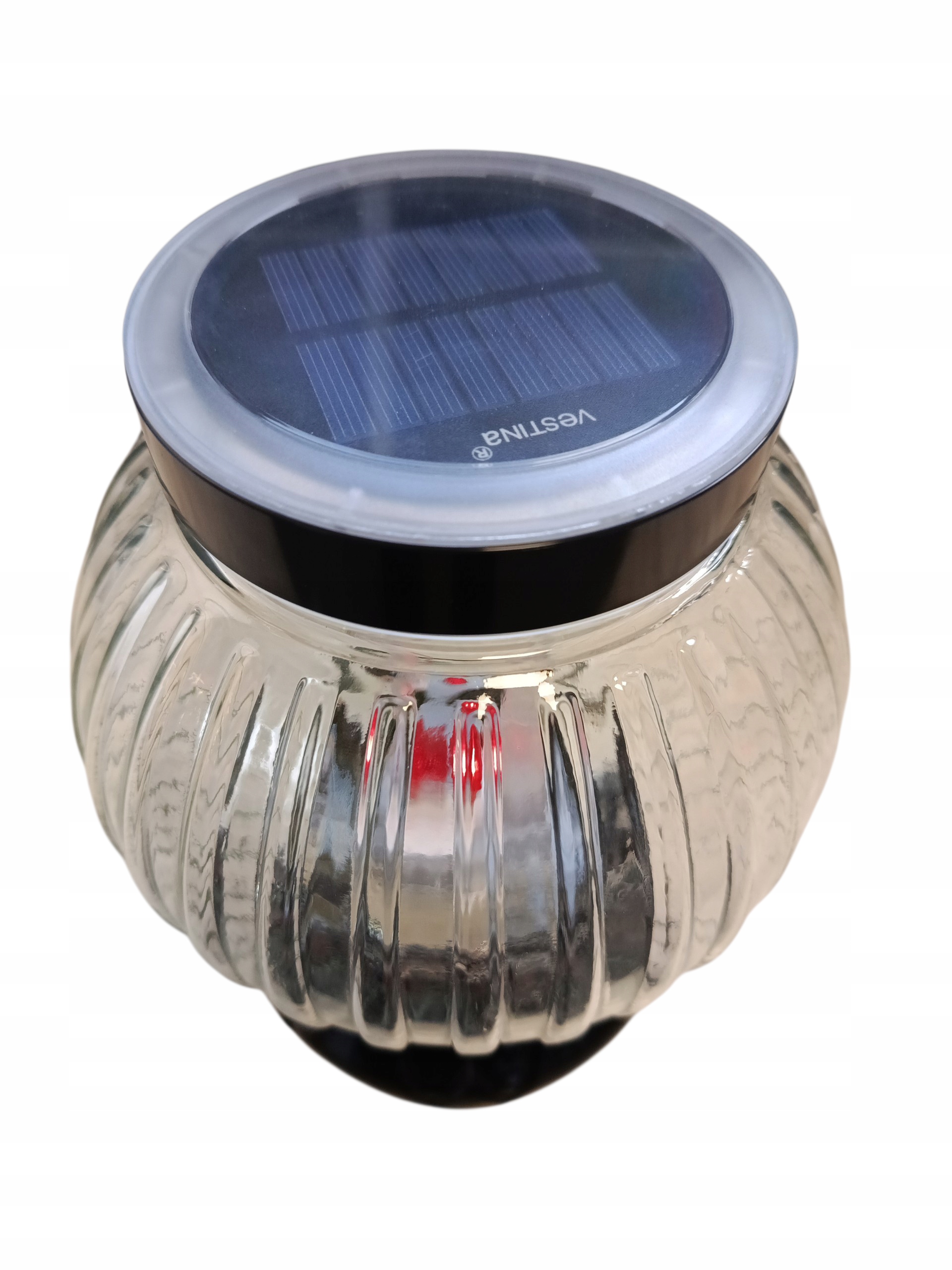 ESTETYCZNY PROSTY Znicz solarny DUŻA KULA czerwone światło LED