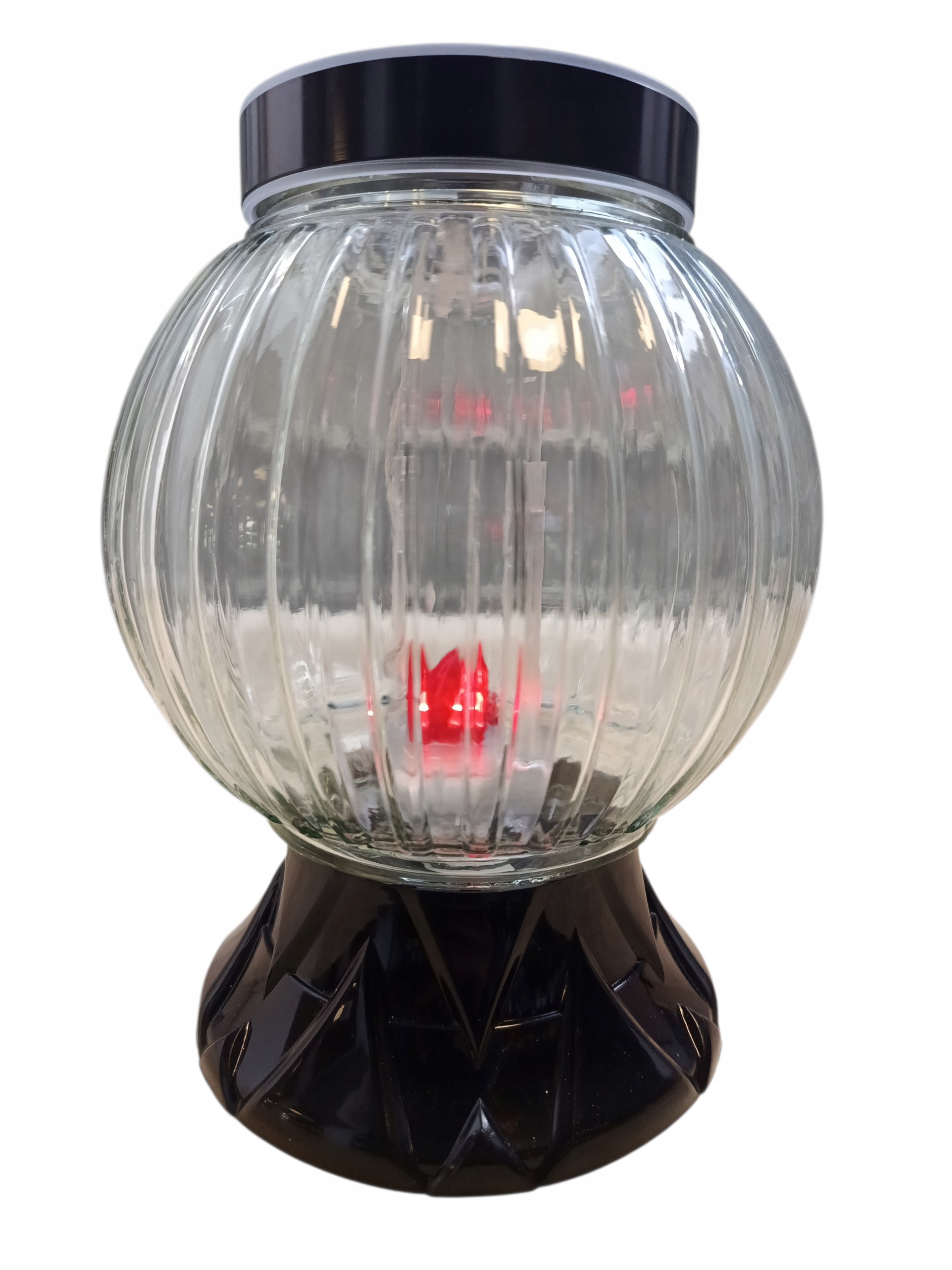 ESTETYCZNY PROSTY Znicz solarny DUŻA KULA czerwone światło LED