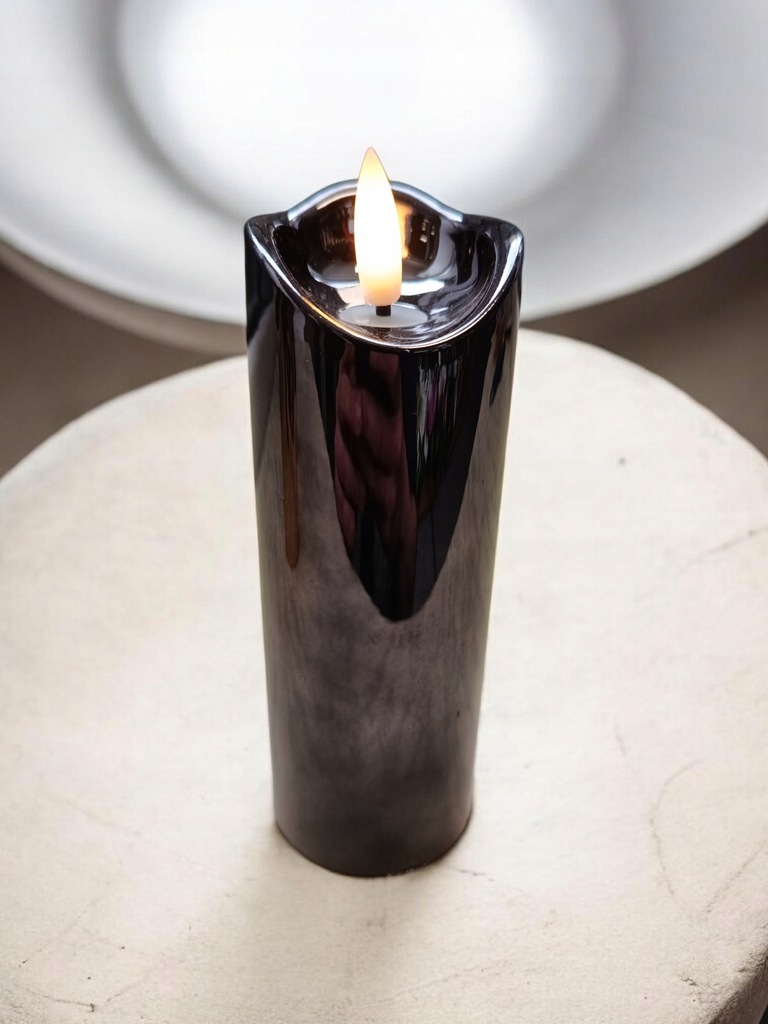 ŚWIECZKA LED Wkład do zniczy dekoracji EFEKT PŁOMIENIA - 15 cm GRAFITOWA