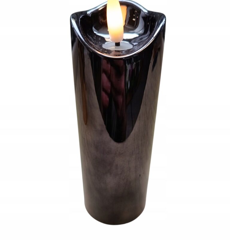 ŚWIECZKA LED Wkład do zniczy dekoracji EFEKT PŁOMIENIA - 12,5 cm GRAFITOWA