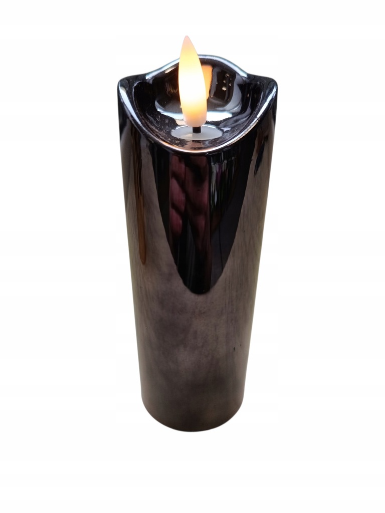 ŚWIECZKA LED Wkład do zniczy dekoracji EFEKT PŁOMIENIA - 15 cm GRAFITOWA