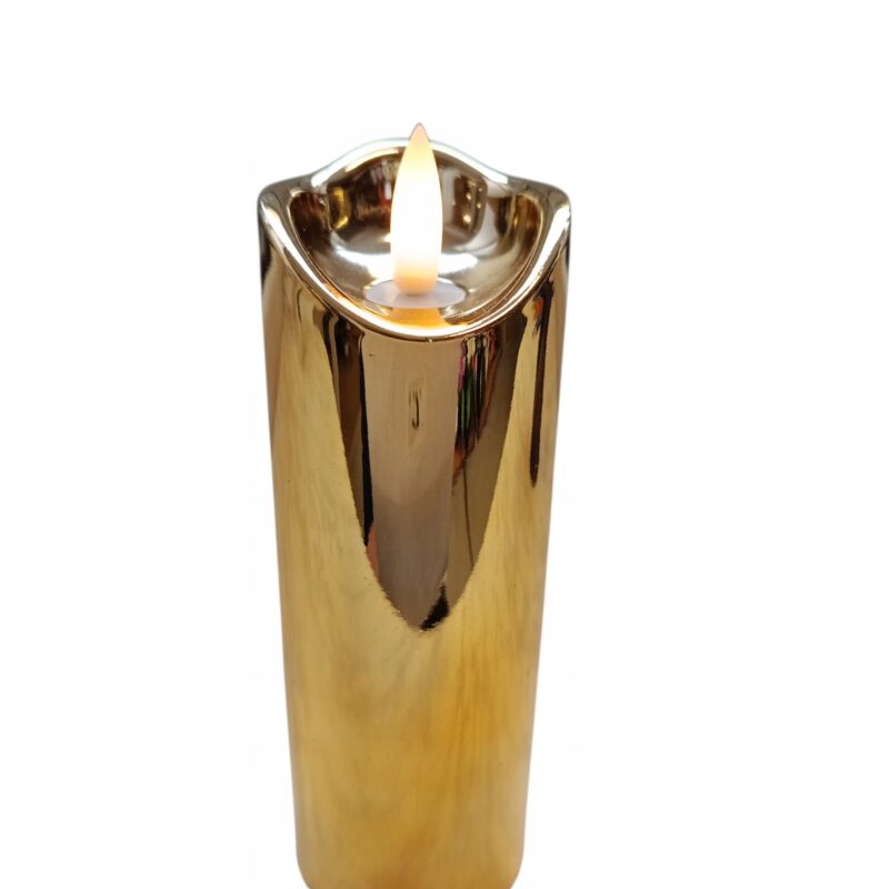 ŚWIECZKA LED Wkład do zniczy dekoracji EFEKT PŁOMIENIA - 12,5 cm ZŁOTA