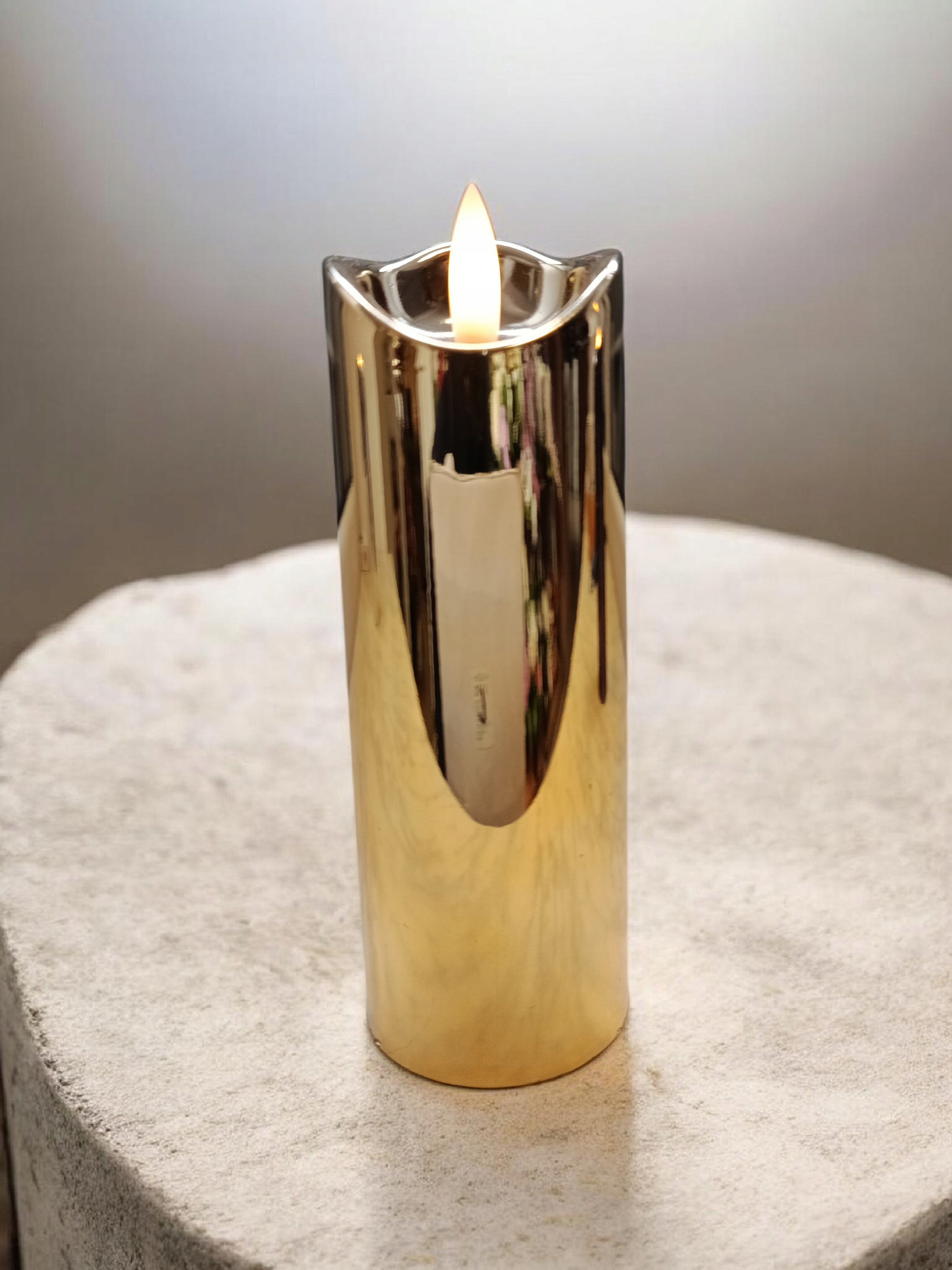 ŚWIECZKA LED Wkład do zniczy dekoracji EFEKT PŁOMIENIA - 15 cm ZŁOTA