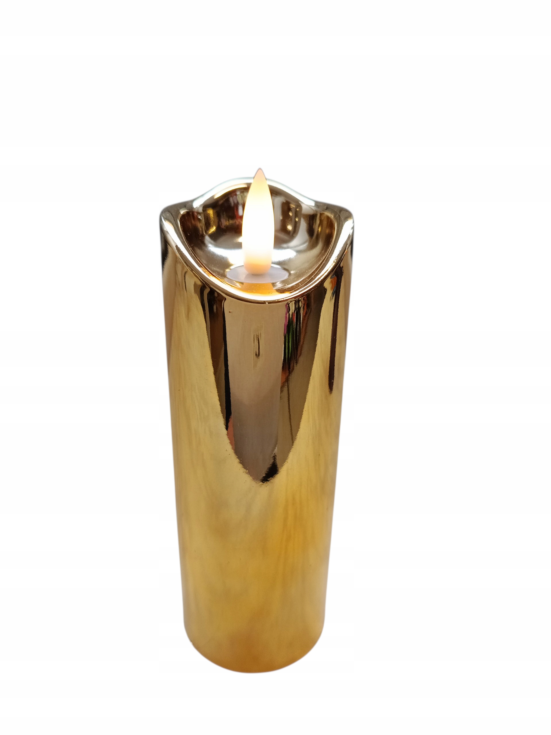 ŚWIECZKA LED Wkład do zniczy dekoracji EFEKT PŁOMIENIA - 15 cm ZŁOTA