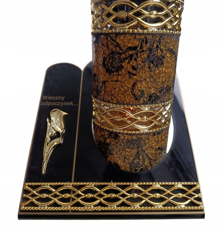 ZNICZ LAMPION AKRYL VIP SOLAR WITRAŻ ZŁOTO-CZARNY