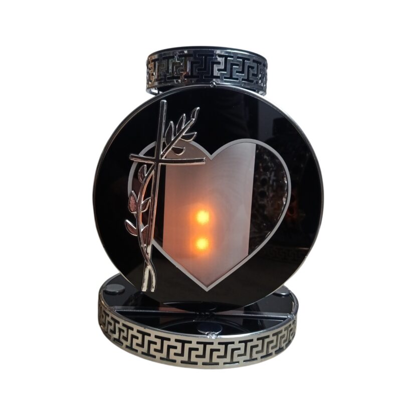 ZNICZ SOLARNY LED KOŁO PREMIUM VIP SREBRNY KRYSZTAŁKI