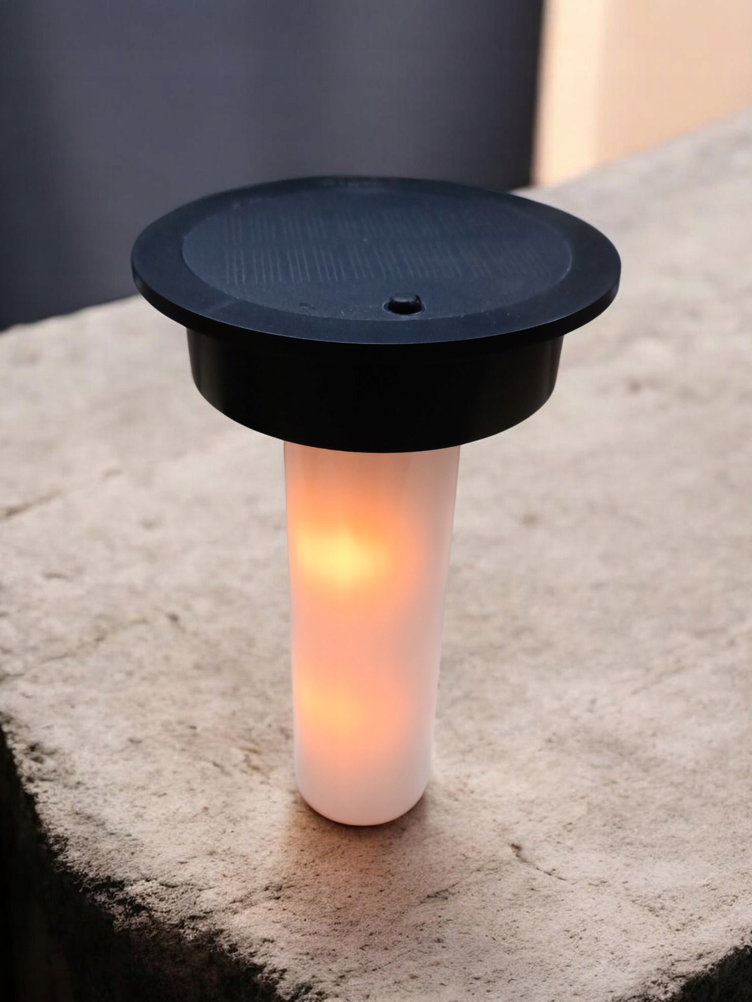 Znicz Solarny LED Lampion Witraż efekt płomienia Waza Kula Mozaika Srebrny