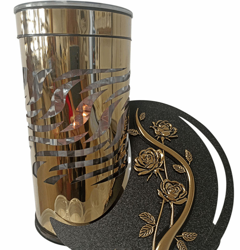 ZNICZ SOLARNY LED Metalowy Z Różą 23 cm