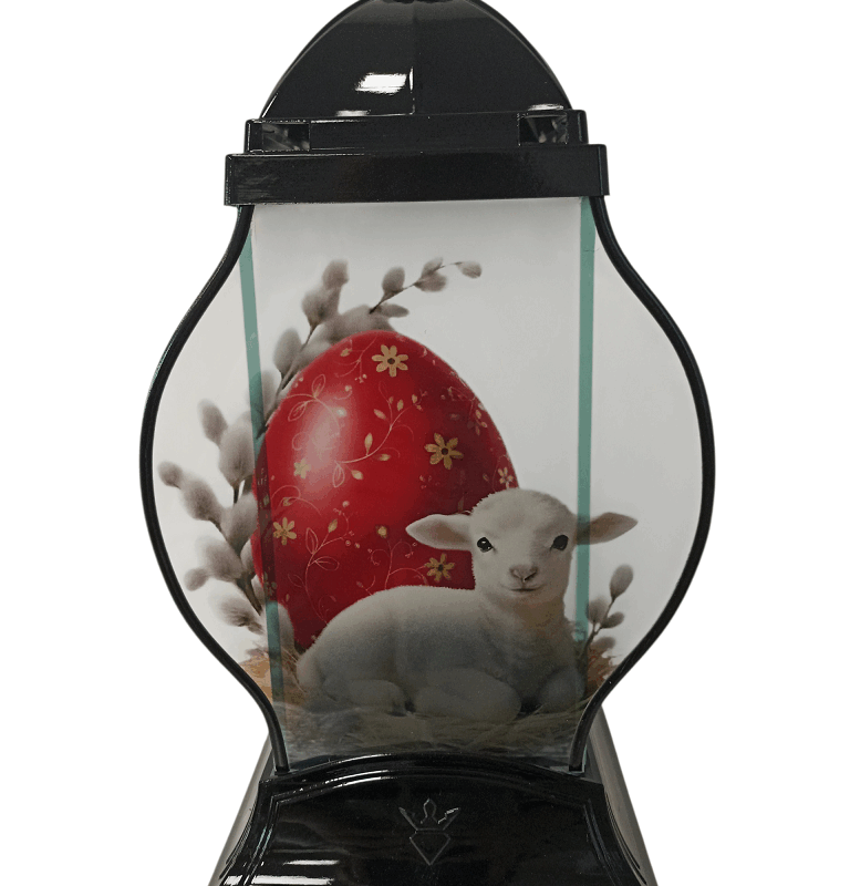 Znicz kapliczka Wielkanoc Baranek +świeca led