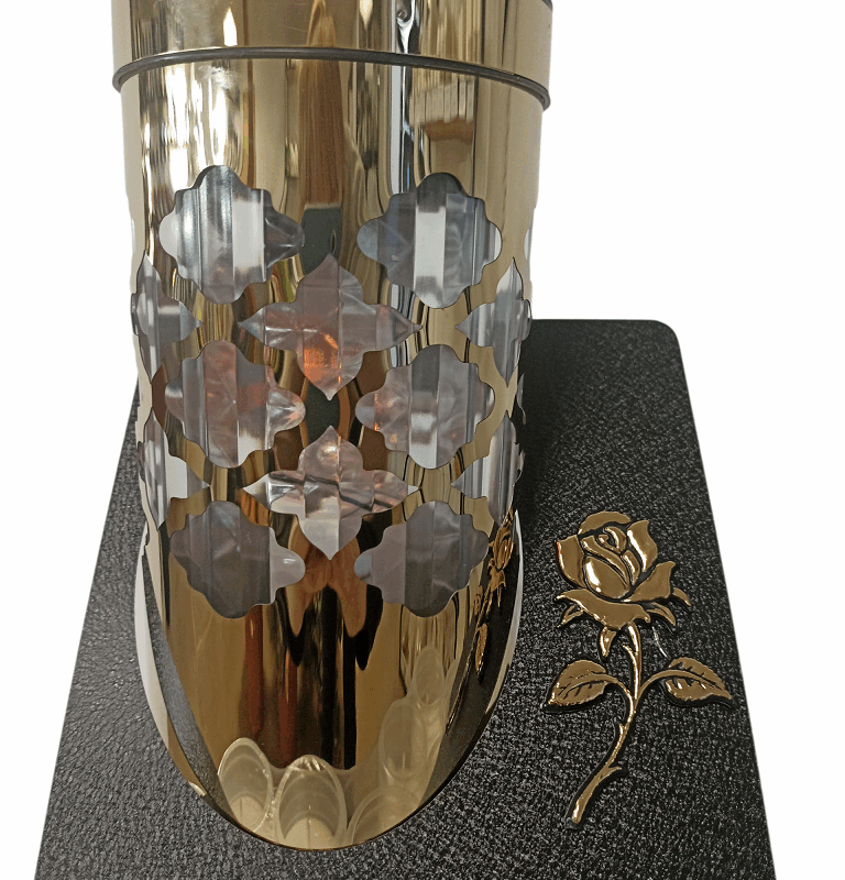 ZNICZ SOLARNY LED Metalowy Z Różą 23 cm