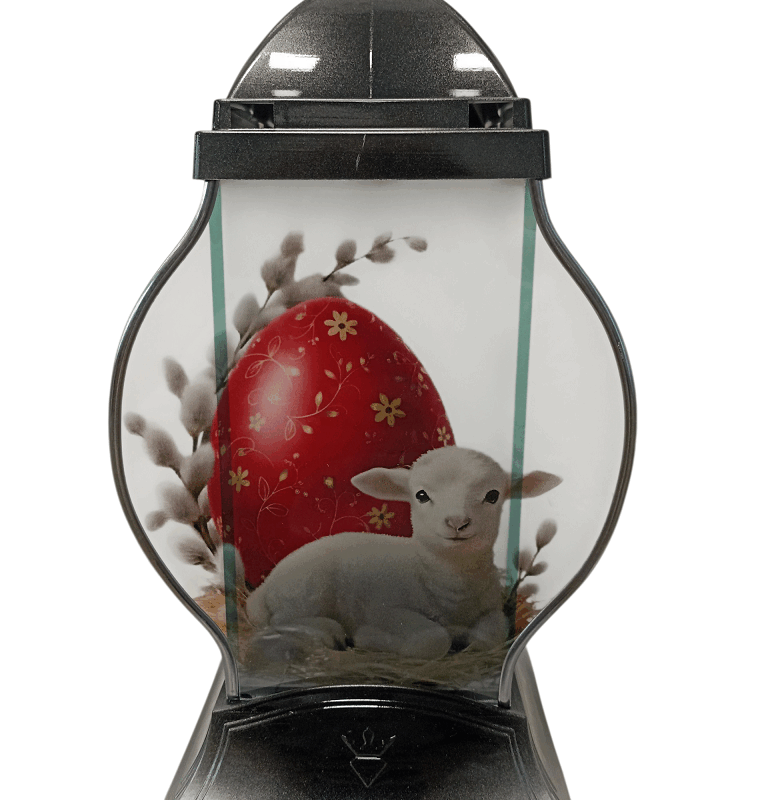 Znicz kapliczka Wielkanoc Baranek +świeca led