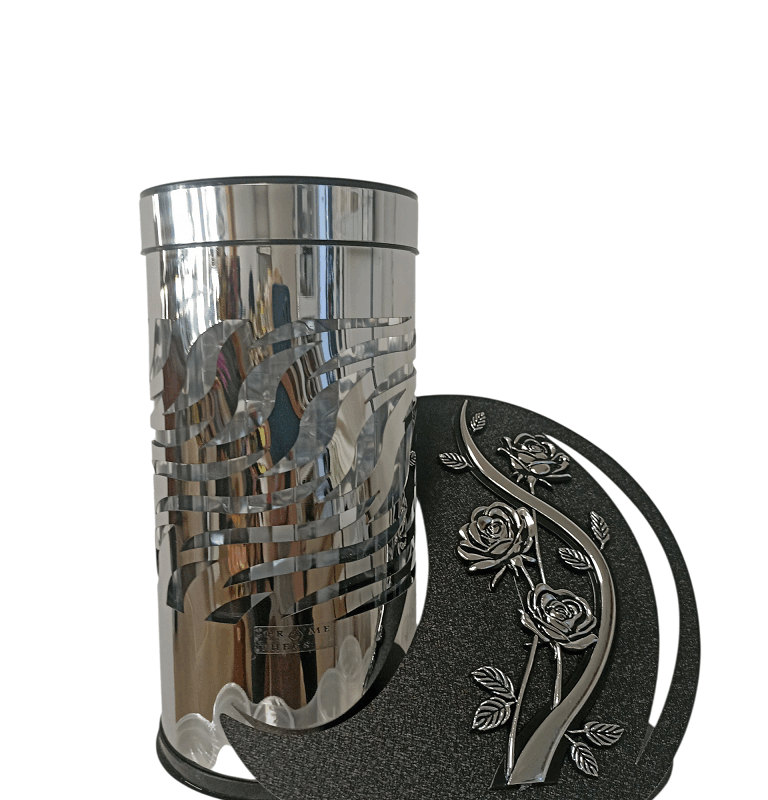 ZNICZ SOLARNY LED Metalowy Z Różą 23 cm