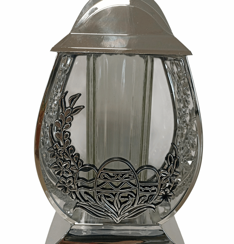 Znicz Wielkanocny Duży PISANKA Srebrny Metalik Premium