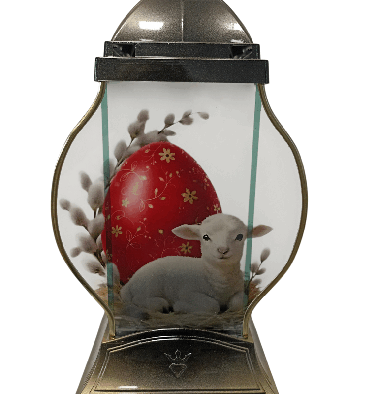 Znicz kapliczka Wielkanoc Baranek +świeca led